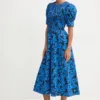 Rochie din bumbac LOUISVILLE culoarea albastru marin Desigual mini evazata 24WWVW66