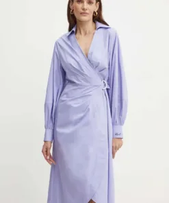 Rochie din bumbac culoarea roz Karl Lagerfeld mini evazata 245W1351