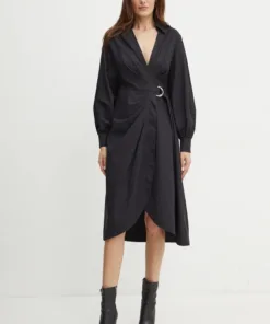 Rochie din bumbac culoarea negru Karl Lagerfeld mini evazata 245W1351