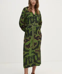 Rochie PFRECEPTIVE culoarea bordo La Petite Française midi evazata PFRECEPTIVE