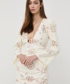 Rochie culoarea bej For Love & Lemons midi drepta