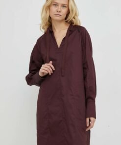 Rochie din bumbac culoarea bej G-Star Raw mini oversize