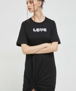 Rochie din bumbac culoarea negru Love Moschino mini drepta