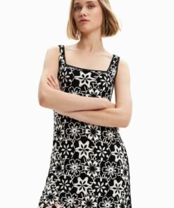 Rochie culoarea negru Desigual midi evazata