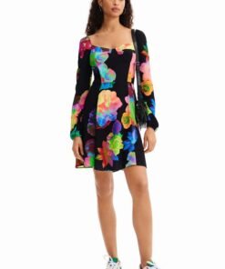 Rochie culoarea negru Desigual mini evazata