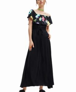 Rochie culoarea negru Desigual midi evazata