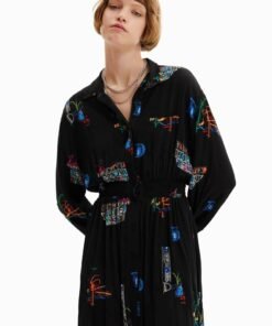 Rochie culoarea negru Desigual mini drepta