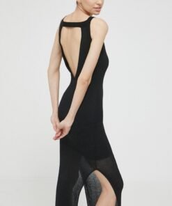 Rochie culoarea negru HUGO maxi evazata 50520434