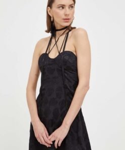 Rochie culoarea negru For Love & Lemons maxi evazata