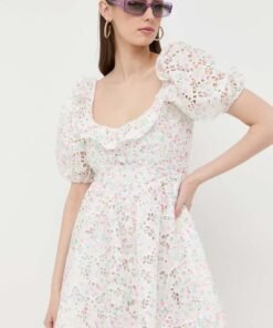 Rochie culoarea alb For Love & Lemons mini evazata