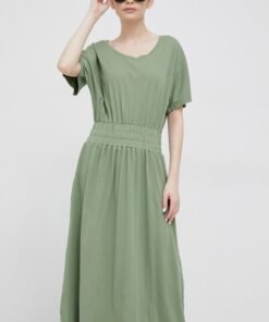 Rochie din bumbac culoarea roz Deha midi evazata