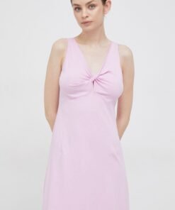 Rochie din bumbac culoarea portocaliu Deha midi evazata