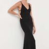 Rochie culoarea negru Bardot maxi drepta