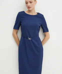 Rochie din lana midi BOSS mulata 50522612