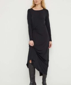 Rochie culoarea maro Bruuns Bazaar midi evazata