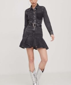 Rochie din bumbac mini Karl Lagerfeld Jeans drepta 245J1303