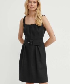 Rochie din amestec de matase PENDENTE culoarea negru Luisa Spagnoli maxi evazata 540714