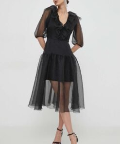 Rochie culoarea gri Custommade mini evazata