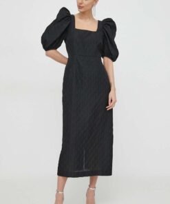 Rochie culoarea negru Custommade midi evazata