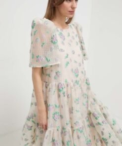 Rochie culoarea bej Custommade mini evazata