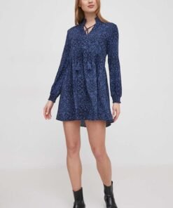 Rochie culoarea albastru marin Pepe Jeans mini evazata