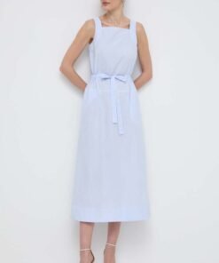 Rochie din bumbac culoarea gri Max Mara Leisure mini evaza?i 2416220000000