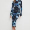 Rochie culoarea albastru marin Desigual mini mulata