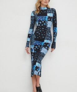Rochie culoarea albastru marin Desigual mini mulata
