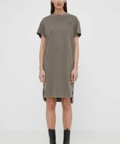 Rochie din bumbac culoarea maro G-Star Raw mini mulata D24573-B771