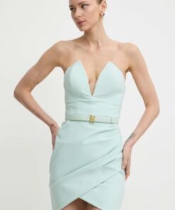 Rochie culoarea verde Elisabetta Franchi mini mulata AB56041E2 NORBLIN