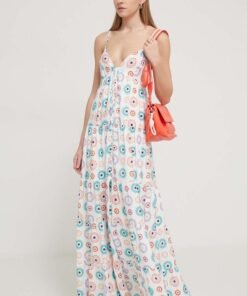 Rochie culoarea alb Desigual maxi evazata