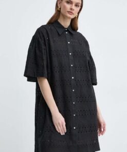 Rochie din bumbac culoarea negru Karl Lagerfeld mini evazata