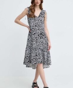 Rochie din bumbac culoarea violet Karl Lagerfeld mini evazata 246W1302