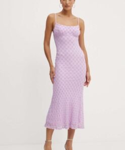 Rochie ADONI culoarea verde Bardot maxi evazata 57998DB1