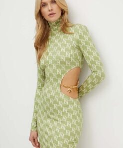 Rochie culoarea verde Elisabetta Franchi mini mulata