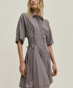 Rochie din bumbac culoarea bej Answear Lab mini oversize