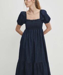 Rochie jeans culoarea alb Answear Lab mini drepta