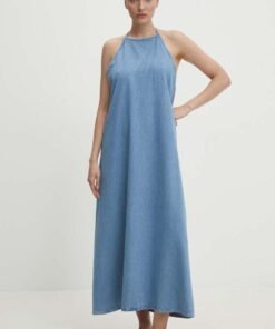 Rochie jeans culoarea rosu Answear Lab midi mulata