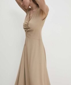 Rochie culoarea bej Answear Lab mini evazata