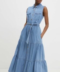 Rochie jeans maxi Answear Lab evazata