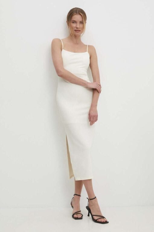 Rochie culoarea bej Answear Lab midi mulata