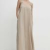 Rochie culoarea bej Answear Lab maxi evazata