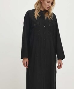 Rochie din bumbac culoarea negru Answear Lab midi evazata