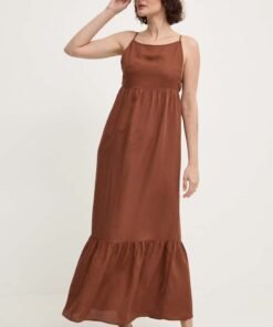 Rochie din in culoarea gri Answear Lab mini drepta