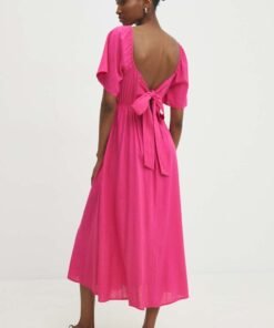 Rochie din in culoarea rosu Answear Lab mini drepta