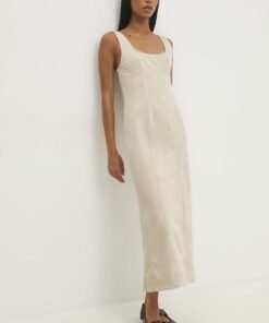 Rochie jeans culoarea bej Answear Lab midi mulata