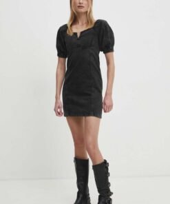 Rochie jeans culoarea negru Answear Lab mini evazata