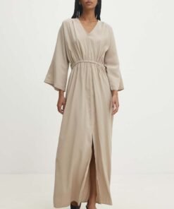 Rochie culoarea bej Answear Lab maxi mulata