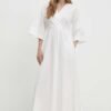 Rochie culoarea alb Answear Lab maxi evazata