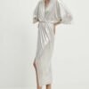 Rochie culoarea argintiu Answear Lab midi drepta